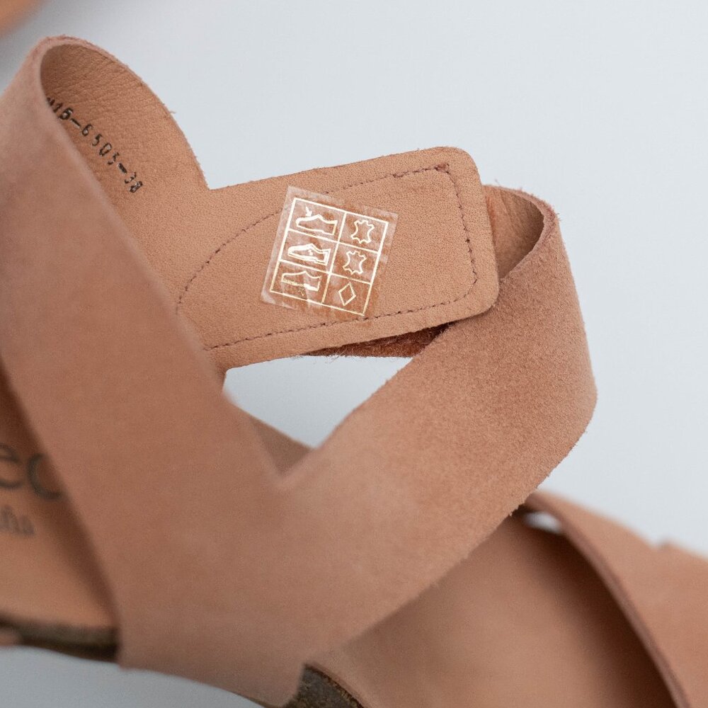 Pedro Garcia Women Sandals EU 38 US 8 Peach Suede Leather Heel Cork Insole Spain - Picture 12 of 13